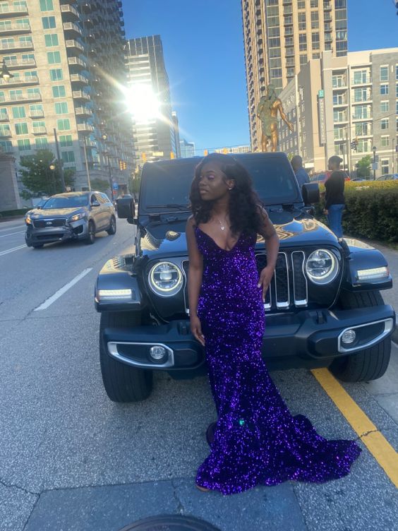 dark Purple prom dress black girl evening Gown       S3708