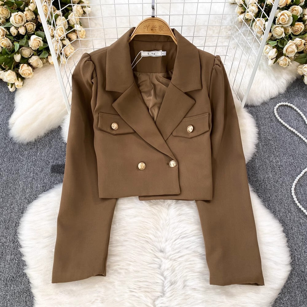 Fashion suit for women short jacket two-piece set, A-line pleated skirt      S4082