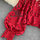 Stylish Hollow Lace Top Puff Sleeve Top     S4386