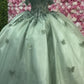 Sage Quince Dress off shoulder ball gown prom dress      S3524