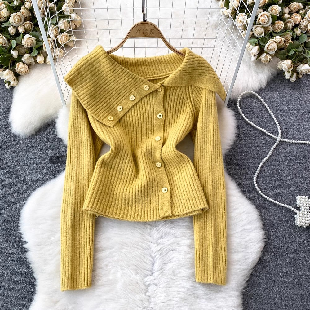 off-shoulder knitted jacket women's casual sweater      S4099