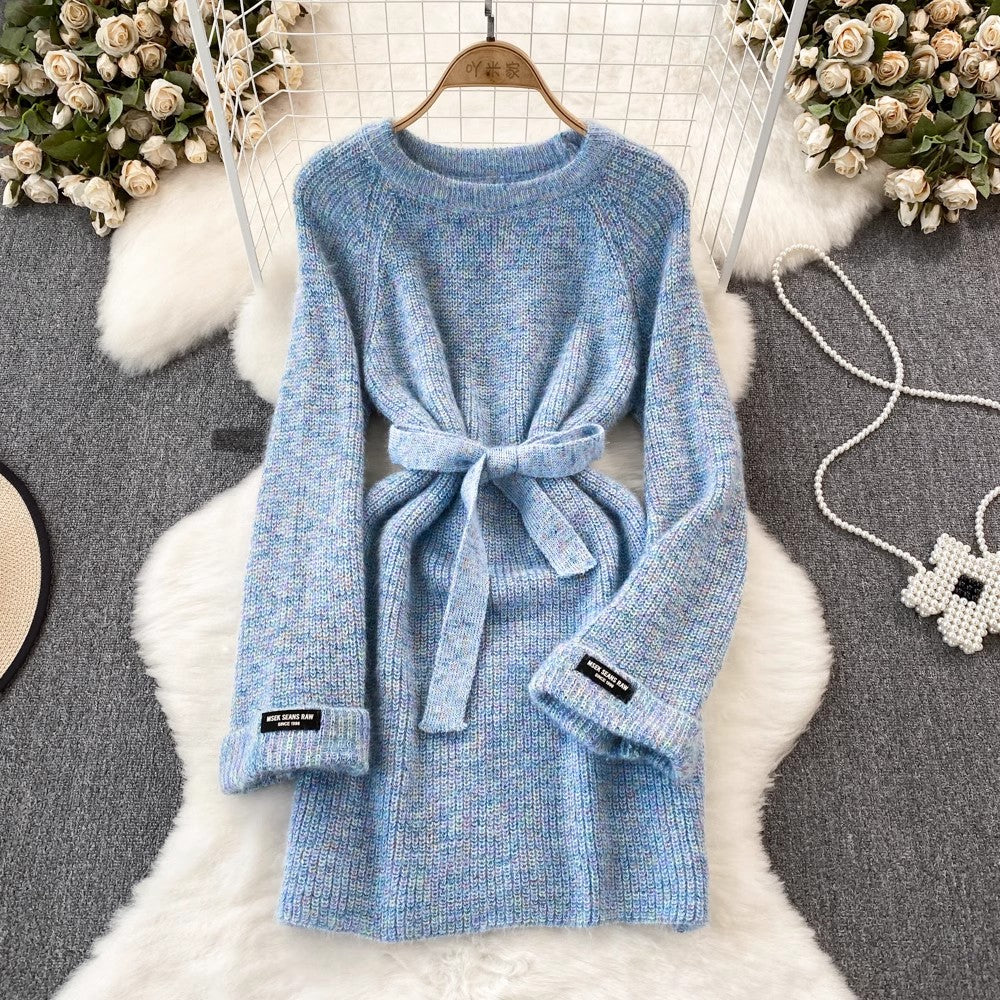 sweater skirt women's A-line knitted dress    S4087