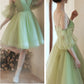 Green Short Prom Dress, Green Puffy Tulle Homecoming Dresses       S3219