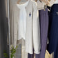 embroidered bear knitted cardigan for women spring and autumn new style round neck sweater jacket     S3382