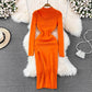 new sexy long-sleeved knitted dress for women    S4078