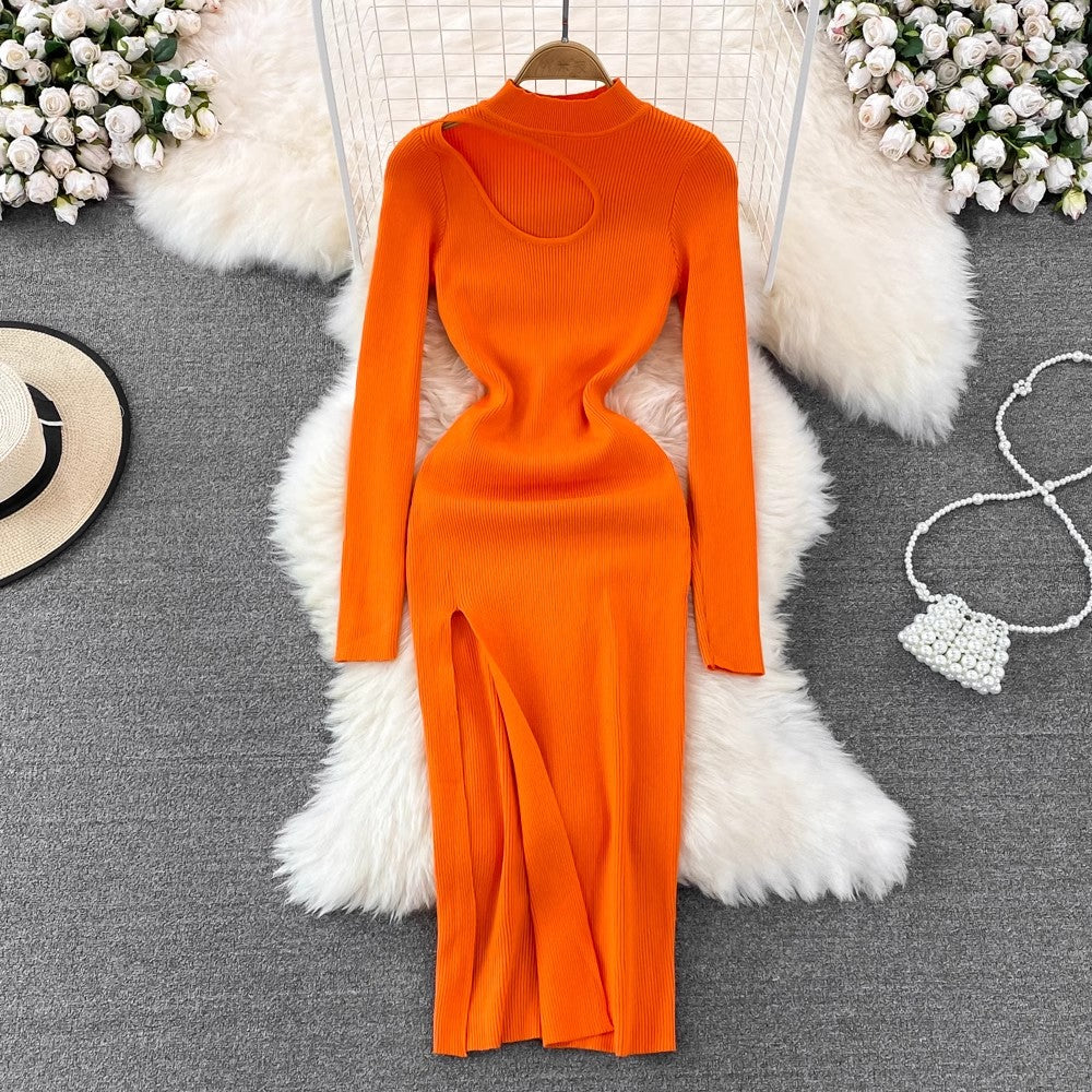 new sexy long-sleeved knitted dress for women    S4078