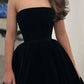 Short A-line Strapless Velvet Prom Dresses      S2692