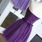 Dark Purple Cute Tulle Knee Length Formal Dress , Simple Prom Dresses      S3342