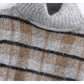 New lazy high neck slim plaid sweater     S2524