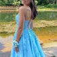 Blue Lace Prom Dress Long, Formal Ball Dress, Evening Dress, Dance Dresses, School Party Gown      S3237