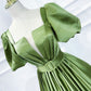 green satin long prom dress, green satin evening dress         S3541