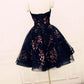 Black Cute Sweetheart Tulle Formal Dresses, Puffy Strapless Appliqued Homecoming Dress     S3298