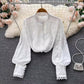 design long-sleeved shirt tops for women beautiful shirts     S4626