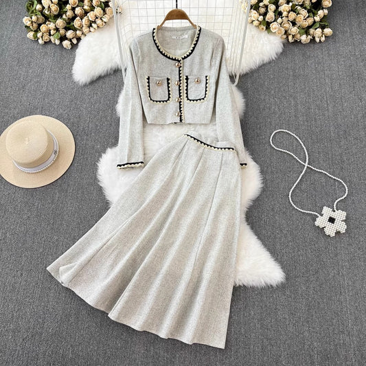 Fashion suit round neck short coat two-piece set      S4145