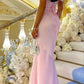 Pink long evening prom dress     S2605