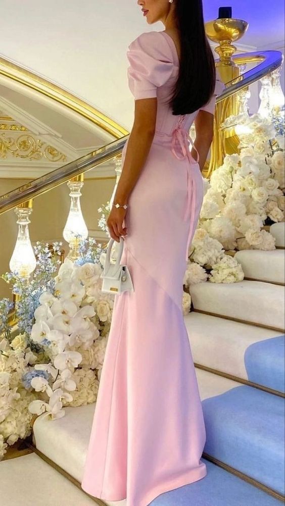 Pink long evening prom dress     S2605