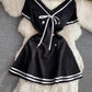 Fashionable sexy V-neck A-line short-sleeved dress     S4338