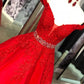 v neck tulle lace long prom dress, tulle evening dress      S3878