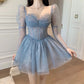 Beauty Nice Women Off Shoulder Puff Sleeved Blink Mesh Puffy Party Dress    S3114