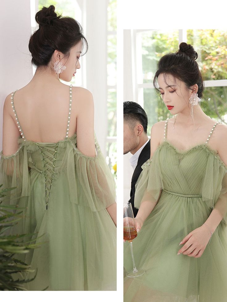 Green Short Prom Dress, Green Puffy Tulle Homecoming Dresses       S3218