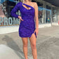 Short/Mini One Sleeves Sequins Prom Dresses Homecoming Dresses    S2621