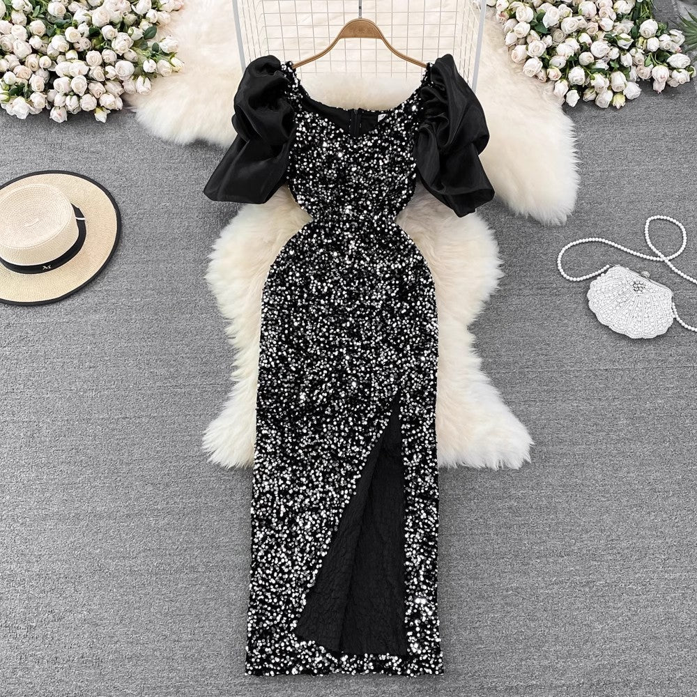 evening dress long dress sequined dress    S4250