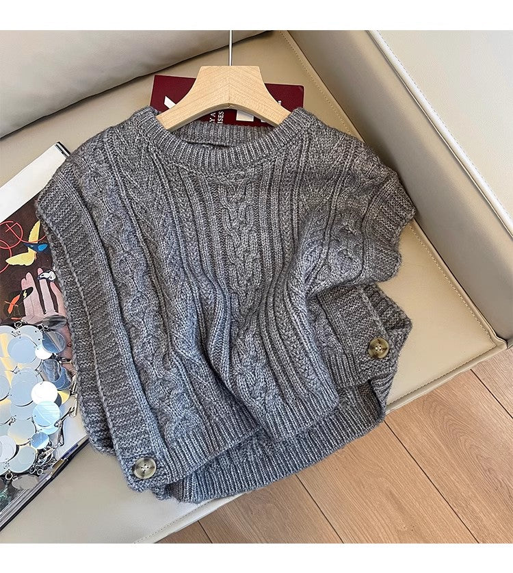 Gray knitted vest for women new sweater vest trendy     S5020