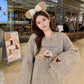 Sweet embroidery round neck soft long-sleeved top      S4713