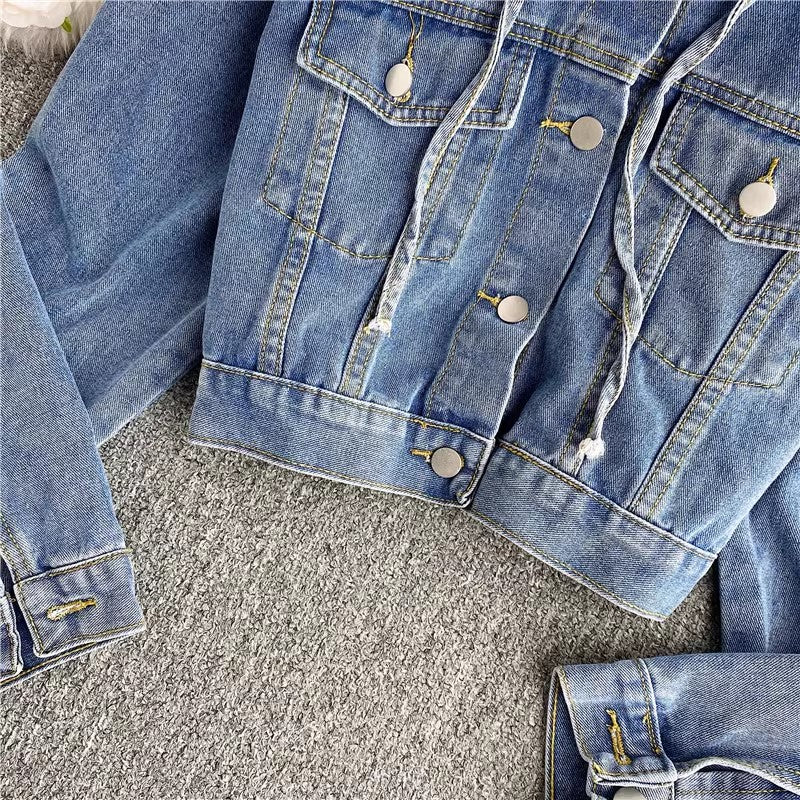 New Denim Jacket Women's Jacket Long Sleeve Top     S4130