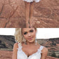 Cute V Homecoming Dresses Teagan Neck Short White Lace       S3124