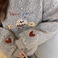 Sweet embroidery round neck soft long-sleeved top      S4713