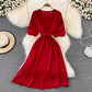 V-neck long dress for women     S4308