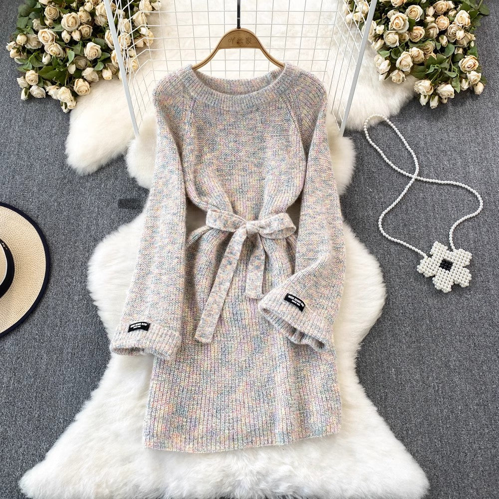 sweater skirt women's A-line knitted dress    S4087