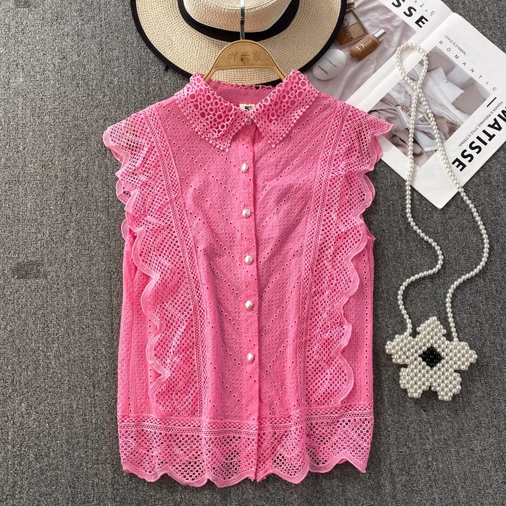 lace shirt women's new top     S4072