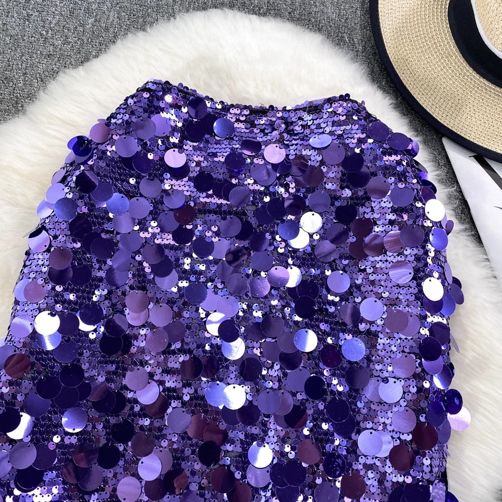 sequined skirt for women summer A-line mini skirt       S4037