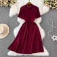 short-sleeved A-line dress elegant long skirt       S5043