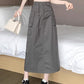workwear skirt for women summer new mid-length high-waist drawstring a-line long skirt    S3416
