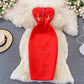 Fashionable dress backless diamond-encrusted tube top dress for women    S4112