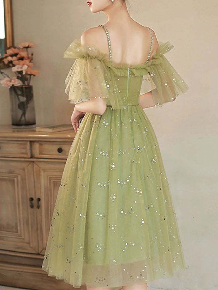 Light Green tulle Short Party Dress Homecoming Dress, Green Prom Dress      S3119