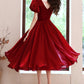 RED V NECK SHORT PROM DRESS A LINE HOMEOCMING DRESS      S2578