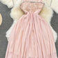 Sweet Spagheti Strap Dress, Gentle Dress, Temperament Long Dress, A Line Swing Dress,pink Cute Dress      S4406