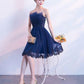 Cute Dark Blue Tulle Lace Short Prom Dress, Homecoming Dress     S2951