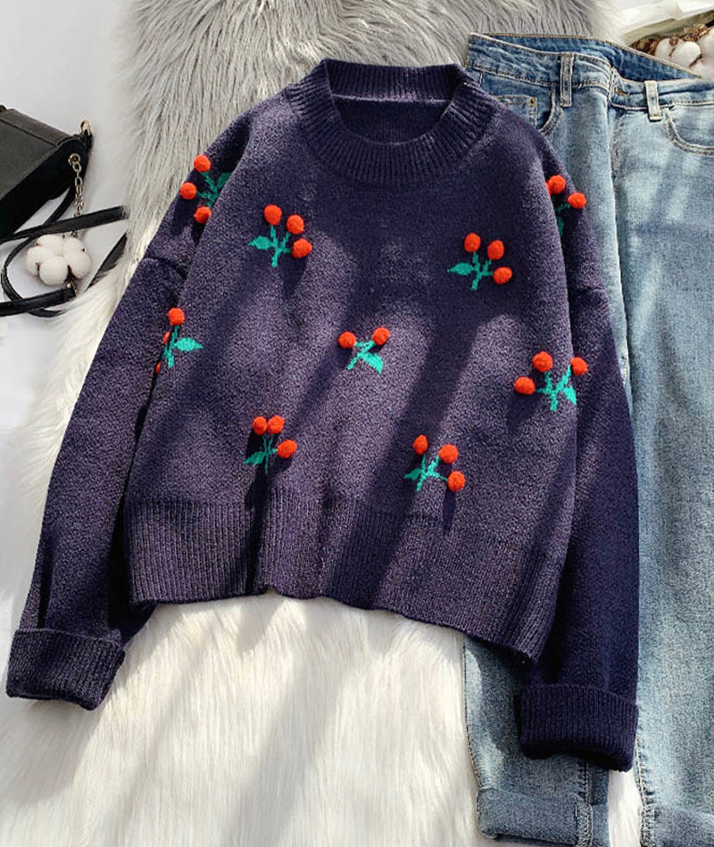 Sweet Cherry Sweater Long Sleeve Sweater       S4367