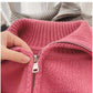 Solid color half-zip sweater jacket for women short knitted top  S4868