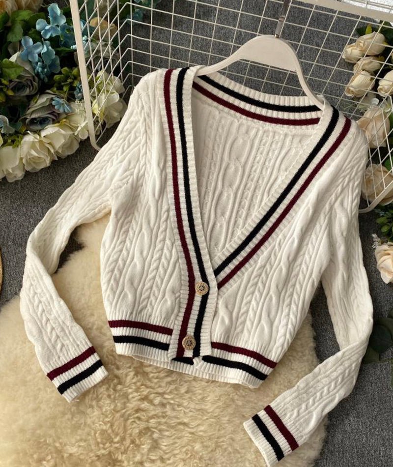 Style V Neckline Loose Sweater Long Sleeve Sweater Sweater Coat Spring And Autumn Clothing      S4369