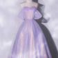 Purple A-Line Tulle Sequin Long Prom Dress, Purple Sequin Long Formal Dress     S3200