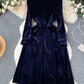 Velvet Dresses, Vintage Dresses,lace Patchwork Long-sleeve Dresses     S4475
