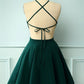 Green Halter Short Homecoming Dress, A Line Sleeveless Graduation Dress         S2995