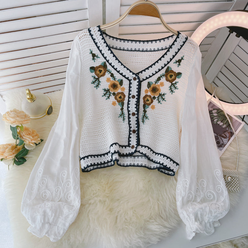 Cute Embroidered Crop Top     S4382