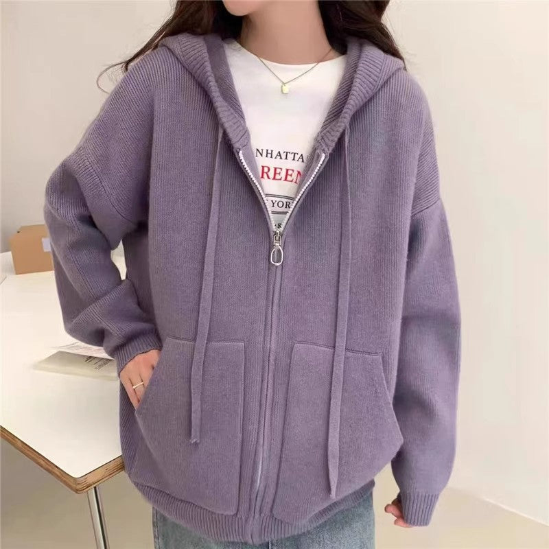 Women's new Korean style sweater women's coat zipper knitted cardigan    S3411